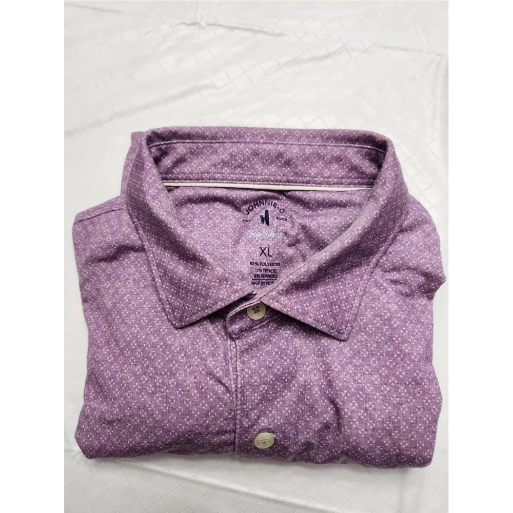 Johnnie-O Polo Shirt Mens XL Purple Schuyler Top Shelf Stretch Golf Tencel
